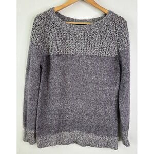 FATE Womens Colorblock Purple Sweater Boucle Boatneck Medium